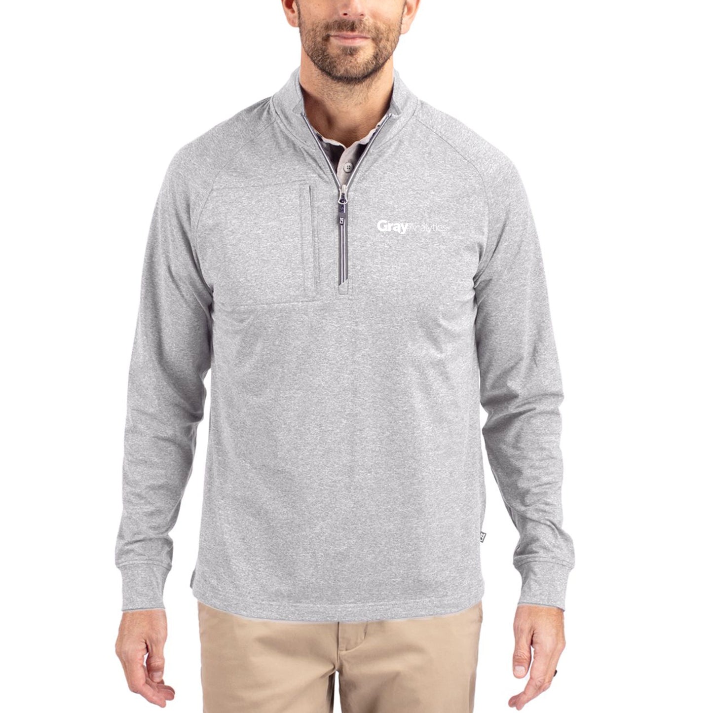 MEN'S Cutter & Buck Adapt Eco Knit Heather Quarter Zip Pullover (TALL) - BCK01086