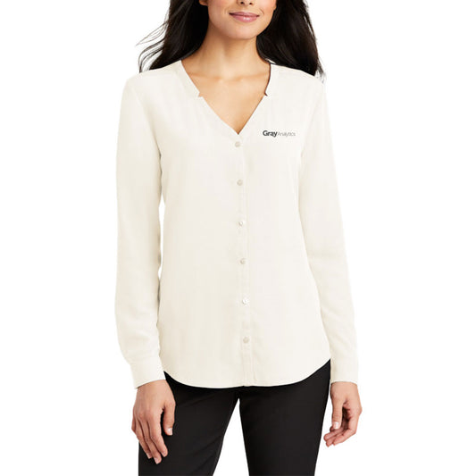 Port Authority Ladies Long Sleeve Button-Front Blouse - LW700