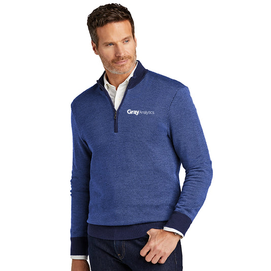 Brooks Brothers Washable Merino Birdseye 1/4-Zip Sweater - BB18412