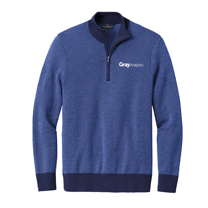 Brooks Brothers Washable Merino Birdseye 1/4-Zip Sweater - BB18412