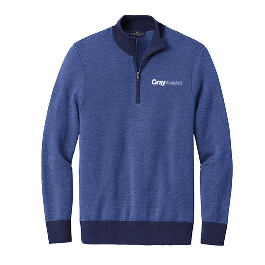 Brooks Brothers Washable Merino Birdseye 1/4-Zip Sweater - BB18412