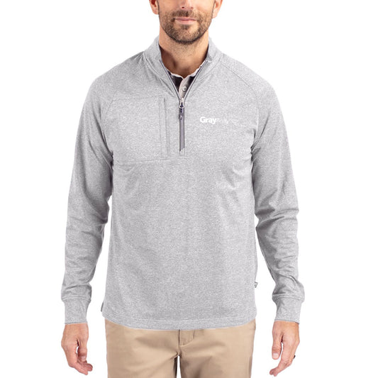 MEN'S Cutter & Buck Adapt Eco Knit Heather Quarter Zip Pullover (TALL) - BCK01086