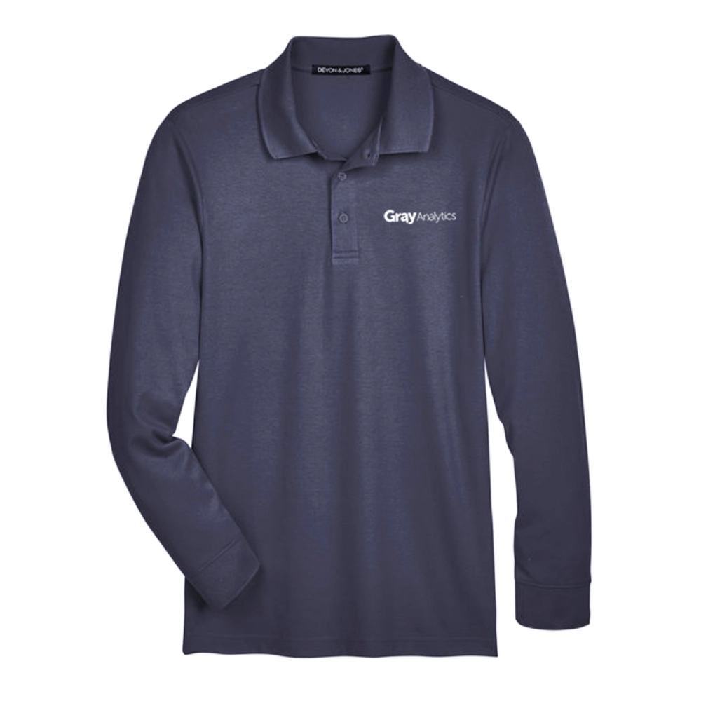 Devon & Jones CrownLux Performance™ Men's Plaited Long Sleeve Polo - DG20L