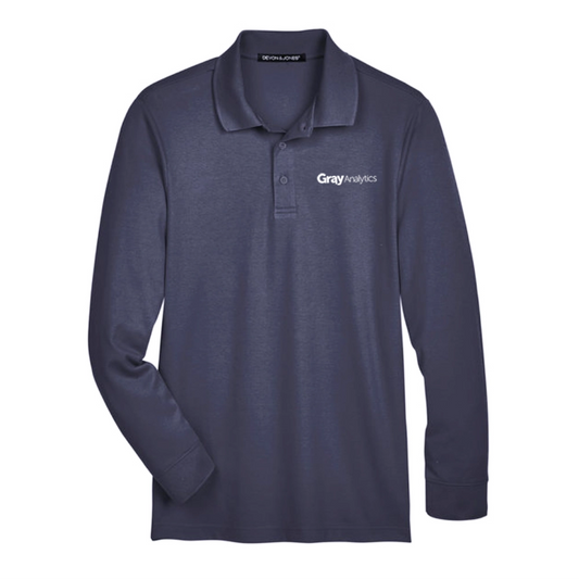 Devon & Jones CrownLux Performance™ Men's Plaited Long Sleeve Polo - DG20L