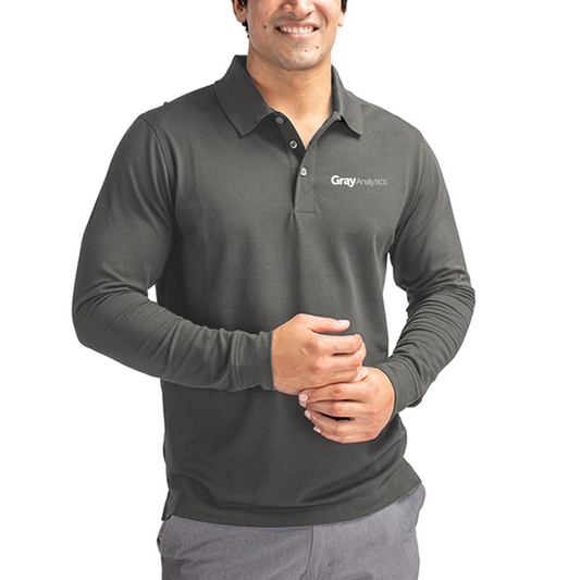Men's Cutter & Buck Tri-Blend Pique Long Sleeve Polo - Tall Sizes Available - MCK09322