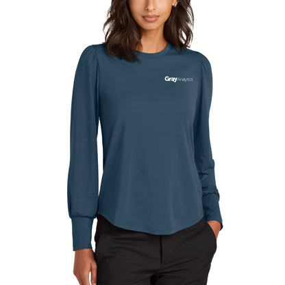 WOMEN'S Mercer+Mettle® Stretch Jersey Long Sleeve Blouson Top - MM1019