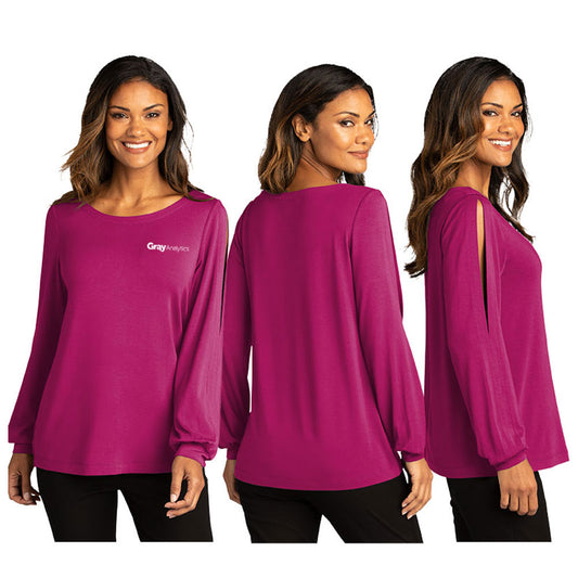 Ladies Luxe Knit Jewel Neck Top - LK5600