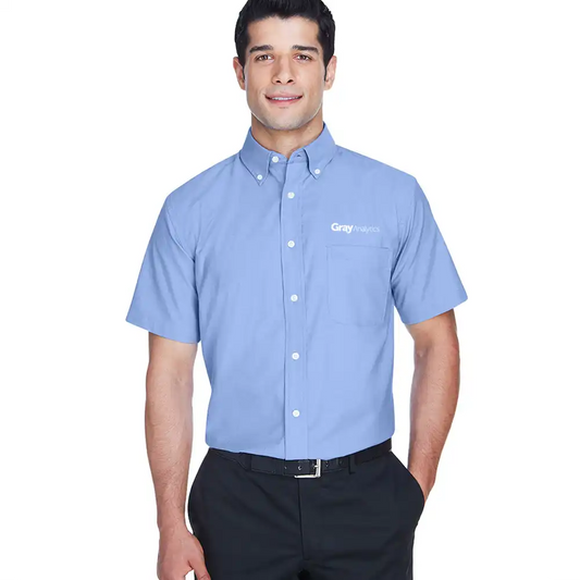 Harriton Men's Short-Sleeve Oxford with Stain-Release - Includes TALL - M600S